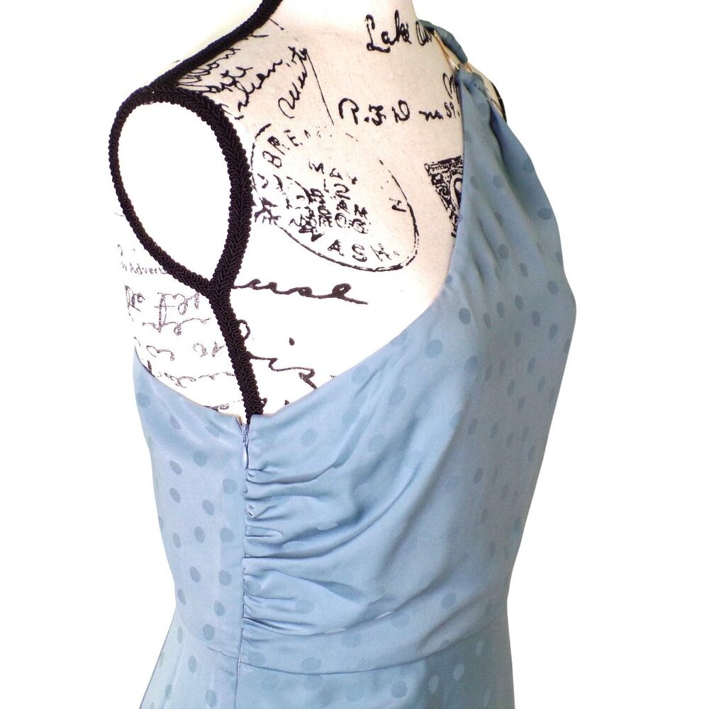 🆕FAVORITE DAUGHTER The Singles Table One Shoulder Dress Gown Polka Dot Blue 2 - Picture 12 of 16